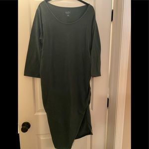 Army green long sleeve maternity dress